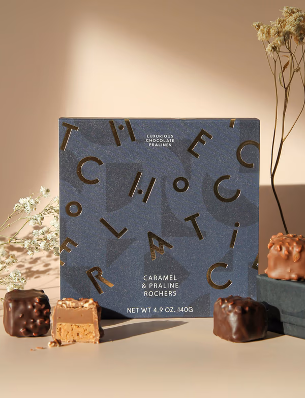 Caramel & Praline Rochers in Milk and Dark Chocolate 140g