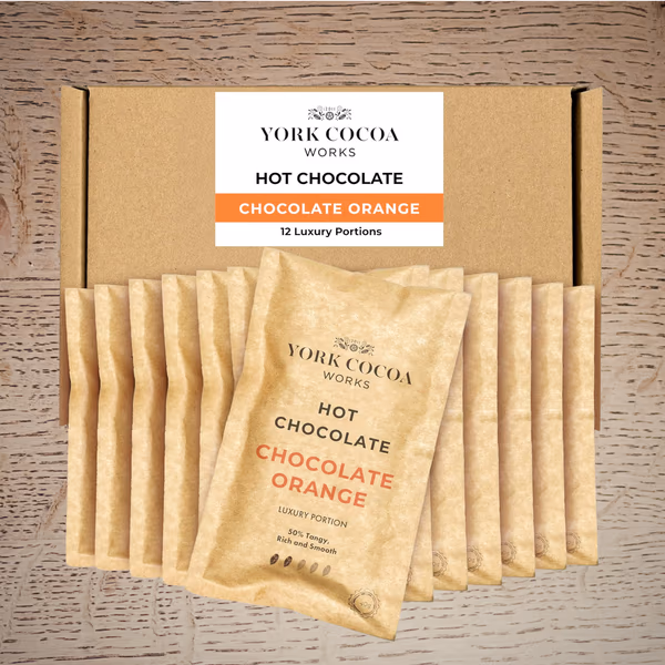 Chocolate Orange Hot Chocolate - 40g Luxury Portion Selection Box - 12 Packets