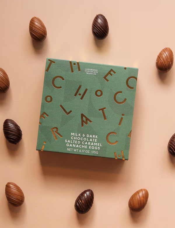 Milk & Dark Chocolate Salted Caramel Water Ganache Easter Eggs 175g