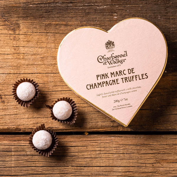 Charbonnel Et Walker Pink Marc De Champagne Truffles Heart 200g