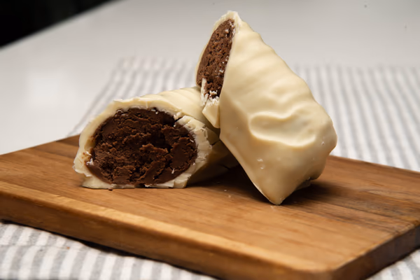 White Chocolate Coated Champagne Truffle Log