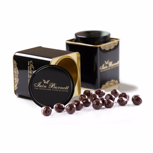 Decorative Tin of Coffee Beans in Dark Chocolate